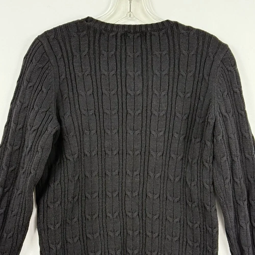 St John's Bay Women's Long Sleeve Cable Knit Sweater Size Small Black